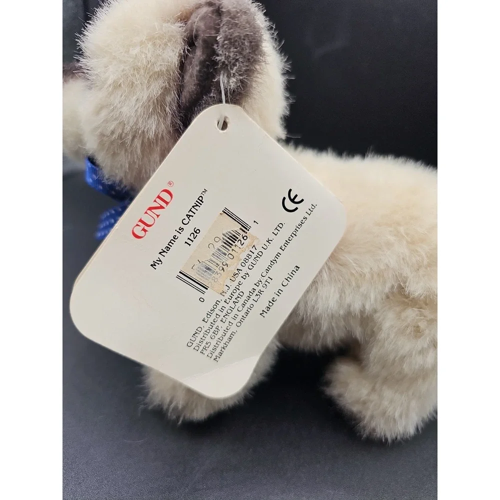 Vintage Gund Catnip Siamese Cat Plush #1126 Blue Polka Dot Bow Stuffer Kitten CC